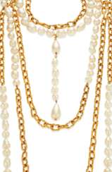 CHANEL FAUX PEARL AND CHAIN MULTI-STRAND NECKLACE