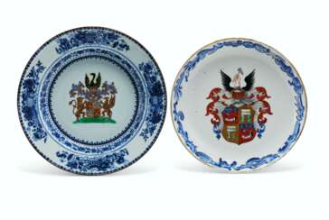 TWO DUTCH MARKET ARMORIAL DISHES
