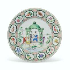 A FAMILLE ROSE 'PRONK ARBOR' PLATE