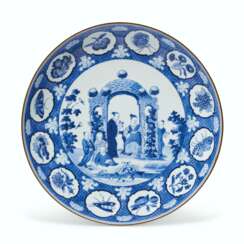 A BLUE AND WHITE 'PRONK ARBOR' SAUCER DISH