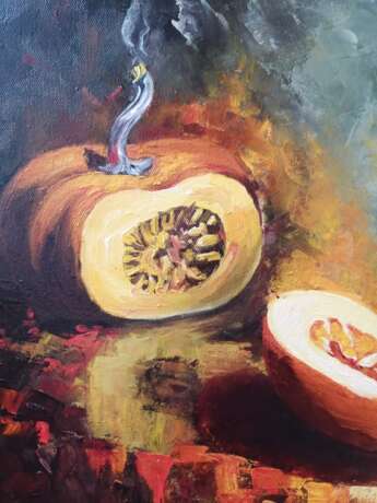 Painting “Still life with a jug and pumpkin.”, Canvas on the subframe, Oil paint, Realist, Still life, 2020 - photo 3