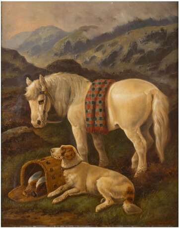 BRITISCHER TIERMALER Tätig 2. Hälfte 19. Jahrhundert Kaltblut und Jagdhund im schottischen Hochland - photo 2