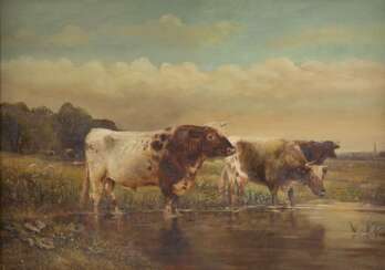 WILLIAM VIVIAN TIPPETT 1833 - 1910 Tätig in Großbritannien Tränkende Viehherde