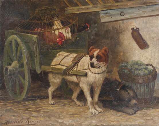 HENRIETTE RONNER-KNIPP (IN DER ART VON) 1821 Amsterdam - 1909 Brüssel Zwei Hunde ziehen einen Karren mit Hennen - photo 1
