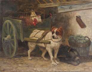 HENRIETTE RONNER-KNIPP (IN DER ART VON) 1821 Amsterdam - 1909 Brüssel Zwei Hunde ziehen einen Karren mit Hennen