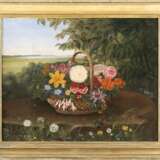STILLLEBENMALER Tätig um 1900 Körbchen mit Blumenbouquet - Foto 2