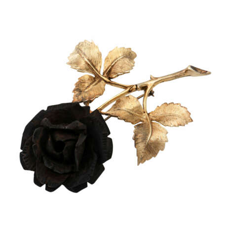 Brosche "Rose", Blüte geschnitzt aus Ebenholz - фото 4