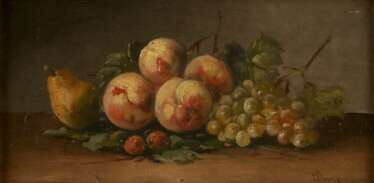 MAURICE-JEAN BOURGUIGNON (ATTR.) 1877 Frankreich - 1925 Konstantinopel Früchtestillleben mit Pfirsichen, Birne und Trauben