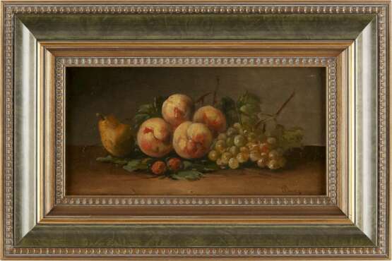 MAURICE-JEAN BOURGUIGNON (ATTR.) 1877 Frankreich - 1925 Konstantinopel  Früchtestillleben mit Pfirsichen, Birne und Trauben - Foto 2