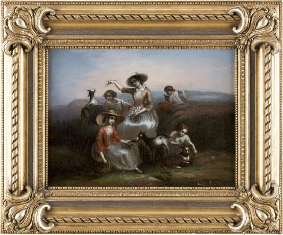 FRANZÖSISCHER GENREMALER Tätig Mitte 19. Jahrhundert Gemäldepaar: Bei der Heuernte (1); Beim Füttern der Ziegen (2) - Foto 2