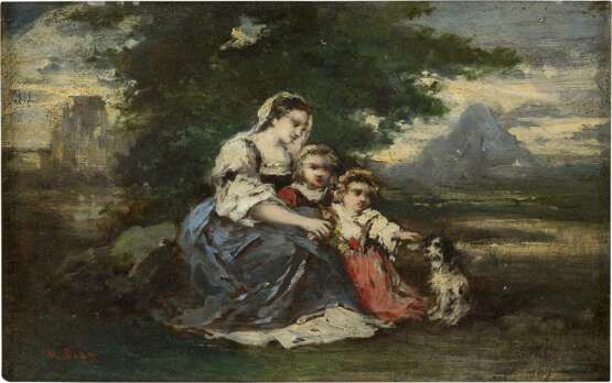 NARCISSE VIRGILIO DIAZ DE LA PENA (ATTR.) 1807 Bordeaux - 1876 Menton Mutter mit ihren Kindern - Foto 1