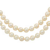 Perlenkette 2-reihig mit Turmalin-Brillantschließe, - фото 2