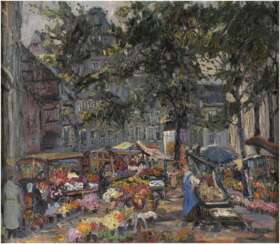MARIE HAGER 1872 Dargun - 1947 Markttreiben in einer mecklenburgischen Kleinstadt