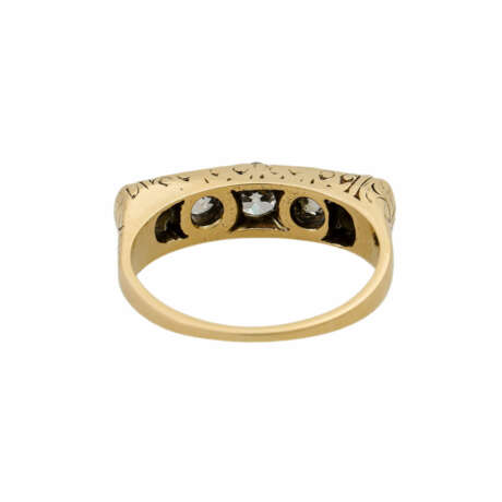 Ring mit 5 Altschliffdiamanten, zusammen ca. 0,7 ct, - Foto 4