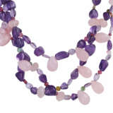 Collier 3-reihig aus Amethyst, Rosenquarz und Turmalin, - фото 2