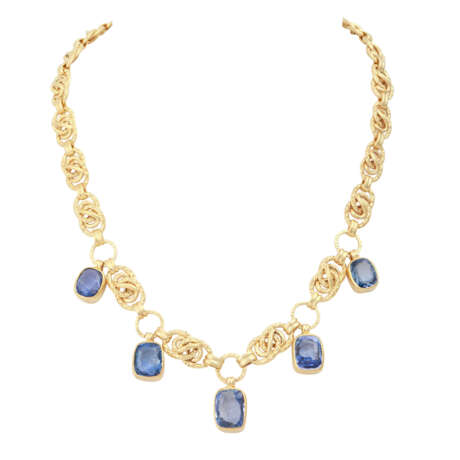 Collier mit 5 hellblauen Saphiren, zusammen ca. 20 ct, - фото 1