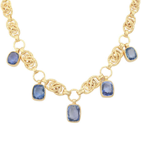 Collier mit 5 hellblauen Saphiren, zusammen ca. 20 ct, - photo 2