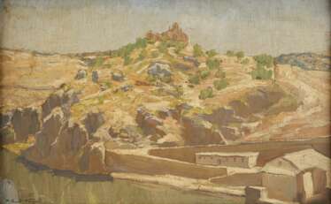 KARL LUDWIG NAGEL 1898 - 1959 Landschaft bei Toledo mit Blick auf den Rio Tajo und die Ermita de Nuestra Senora de la Cabeza