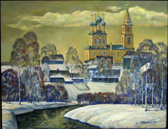 Painting “On the way to Sergiev Posad”, Canvas, Oil paint, Realism, Landscape painting, Russia, 1990 - photo 1