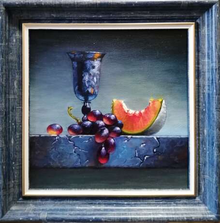 Painting “Still life with a goblet and grapes”, Canvas on the subframe, Oil paint, Impressionist, Still life, Russia, 2020 - photo 2