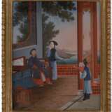 A REVERSE GLASS PAINTING OF A MANDARIN AND HIS FAMILY - photo 1