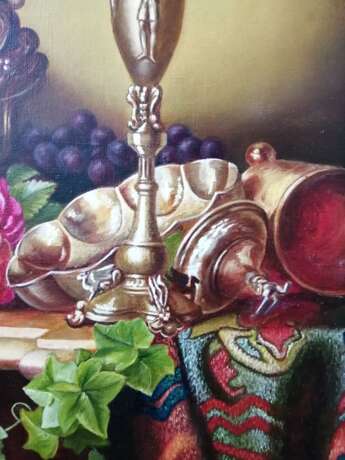 Gemälde „Obst in einer Elfenbeinvase.“, Leinen, Ölfarbe, Klassizismus, Stillleben, 2018 - Foto 4