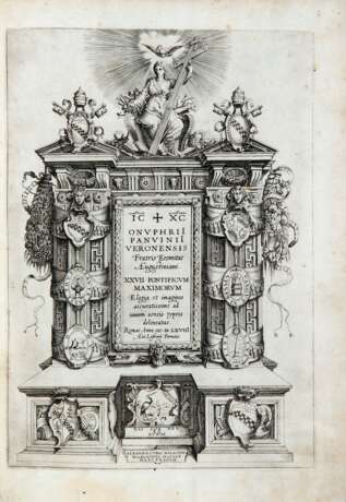 PANVINIO, Onofrio (1529-1568) - XXVII pontificorum maximorum elogia et imagines. Rome: Antonio Lafréy, 1568. - Foto 1