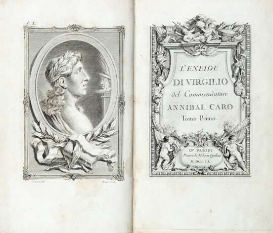 VIRGILIO, Publio Marone (70-19 A.C.) (70-19 B.C.) - L'Eneide di Virgilio del commendatore Annibal Caro tomo. Paris: Vedova Quillau, 1760. - фото 1