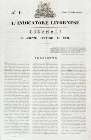 [GIORNALI] - L'Indicatore Livornese. Giornale di scienze, lettere, ed arti. Livorno: Vignozzi, 1828. - фото 1