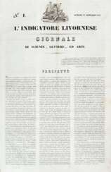 [GIORNALI] - L'Indicatore Livornese. Giornale di scienze, lettere, ed arti. Livorno: Vignozzi, 1828. 