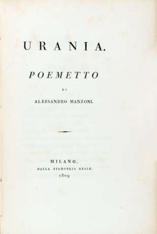 MANZONI, Alessandro (1785-1873) - Urania. Milan: Stamperia Reale, 1809. - Foto 1
