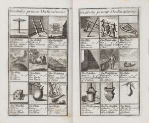 [DIZIONARIO VISIVO] - Kleines Bilder-Cabinet zu Erlernung der vier Sprachen. Augusta: Martin Engelbrecht, ca.1710. 