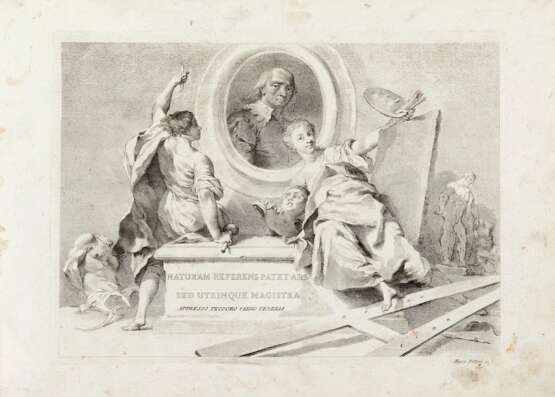 [PIAZZETTA, Giovan Battista (1683-1754)] - Naturam Referens Patet Ars Sed Utrumque Magistra. Venice: Teodoro Viero, [ca. 1785]. - Foto 1