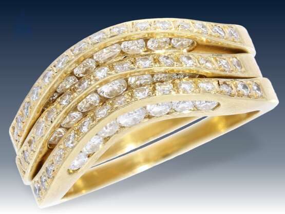 Ring: ausgefallenes, hochwertiges 3-teiliges Goldschmiede-Ringset mit Brillantbesatz, zusammen ca. 1,2ct - Foto 2