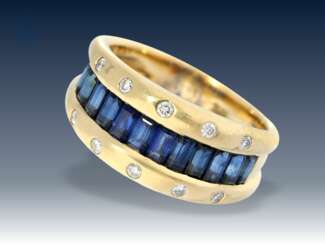 Ring: moderner, ehemals sehr teurer Brillant/Saphir-Goldschmiedering