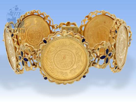Armband: außergewöhnliches vintage Münzarmband, signiert Fabor, 18K Gold - Foto 1