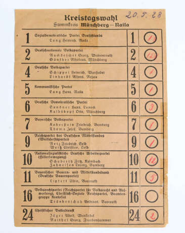 Wahlzettel 1928 - Foto 1