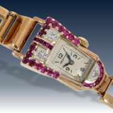 Armbanduhr: außergewöhnliche Art déco Damenuhr für den amerikanischen Markt, Paul Ditisheim, Chaux-de-Fonds für Tiffany New York, 40er Jahre - photo 3