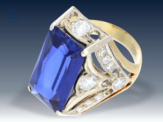 Ring: außergewöhnlicher, hochwertiger russischer vintage Saphir/Brillant-Goldschmiedering - Foto 2