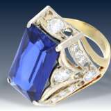 Ring: außergewöhnlicher, hochwertiger russischer vintage Saphir/Brillant-Goldschmiedering - фото 2