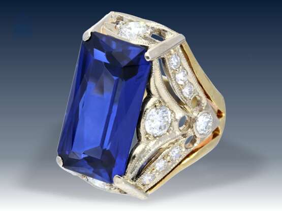 Ring: außergewöhnlicher, hochwertiger russischer vintage Saphir/Brillant-Goldschmiedering - фото 3