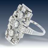 Ring: antiker, weißgoldener Goldschmiedering mit Diamantbesatz, Art déco - Foto 2