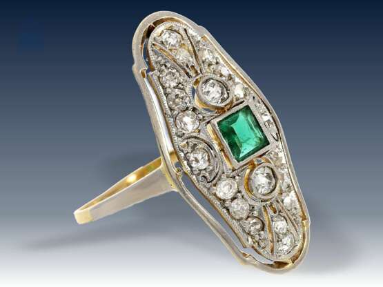 Ring: hochfeiner, antiker Damenring mit Turmalin/Diamantbesatz, vermutlich England um 1920 - Foto 2