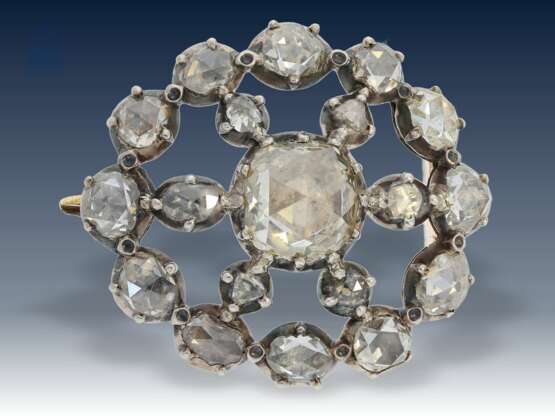 Brosche: seltene, feine antike Diamantbrosche, ca. 4ct Diamantrosen , 19. Jahrhundert - Foto 1