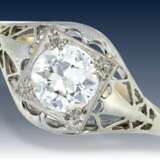 Ring: antiker, filigran gefertigter Diamant/Goldschmiedering, Handarbeit um 1900, Wertgutachten über 6400€ - Foto 1