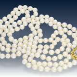 Kette/Ring: hochwertige doppelreihige Perlenkette mit schöner, ausgefallener Rubin/Brillant-Goldschmiede-Wendeschließe und passendem Brillantring - photo 2