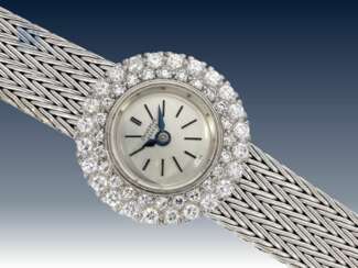 Armbanduhr: schwere vintage Damenuhr, feine Markenuhr von Universal Geneve, aus 18K Weißgold