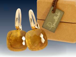 Ohrringe: elegante und hochwertige Citrin-Ohrringe, Markenschmuck von Pomellato "Nudo", 18K Gold, NP 3800€, mit Originalbox