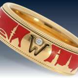 Ring: hochfeiner Wellendorff Gold/Emaillering Drehring "HAMBURG", limitiert auf 125 Stück, Markenschmuck aus 18K Gold - фото 1