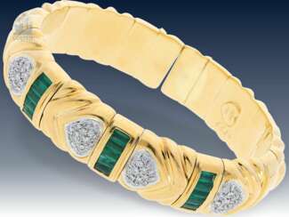 Armband: schwerer, exquisiter Smaragd/Brillant-Armreif von Wempe, mit Wempe-Zertifikat
